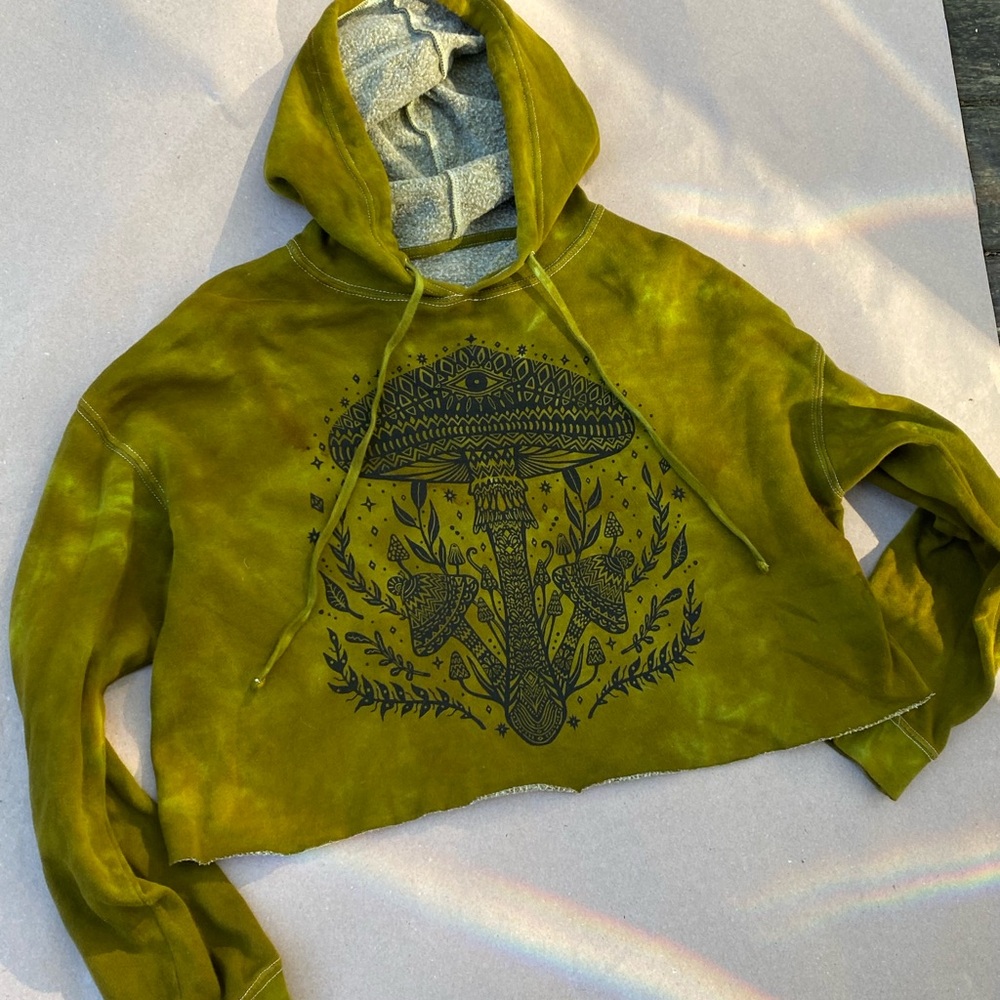 Screen printed Hoodie with Mushroom Design
